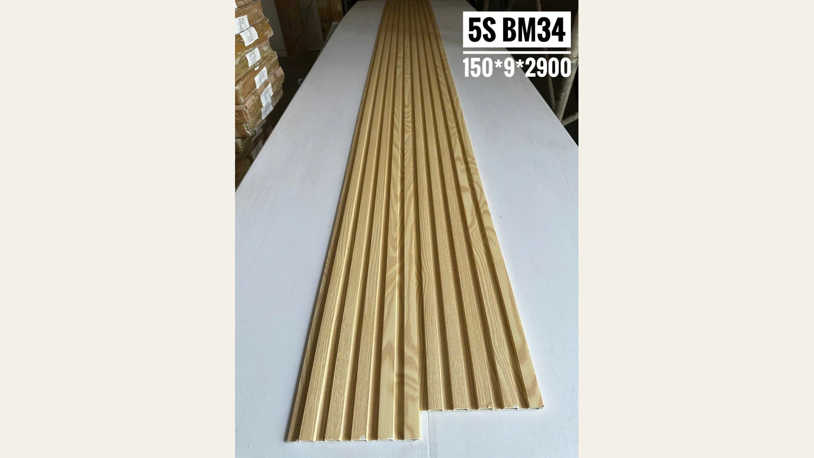 Lam sóng nội thất 5 sóng 150 × 9 × 2.900 mm, bề mặt BM34