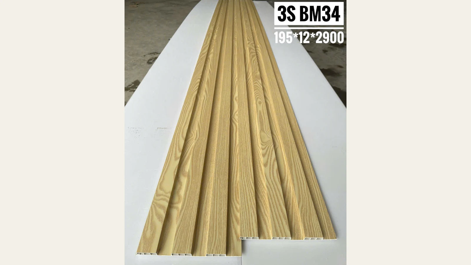Lam sóng nội thất 3 sóng 195 × 12 × 2.900 mm, bề mặt BM34
