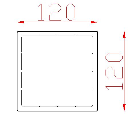 Bản vẽ kỹ thuật đúng mã Thanh lam gỗ nhựa nguyên sinh 120 × 120 mm
