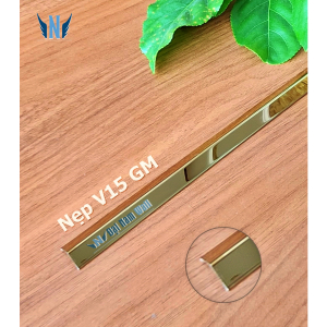 Nẹp Inox V15 Vàng Gấp Mép – Dài 2m4