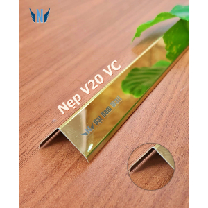 Nẹp Inox V20 Vàng Vát Cạnh – Dài 2m4