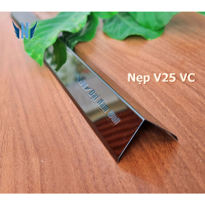 Nẹp Inox V25  Đen Vát Cạnh – Dài 2m4