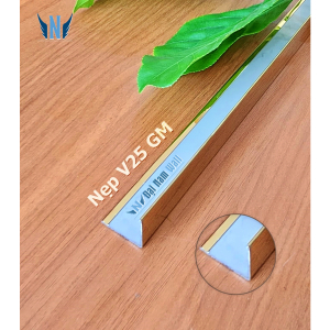 Nẹp Inox V25 Vàng Gấp Mép – Dài 2m4 Nẹp Inox V25 Vàng Gấp Mép – Dài 2m4