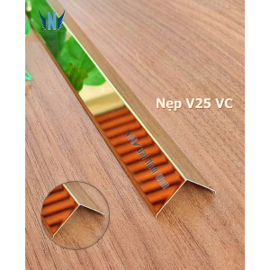 Nẹp Inox V25 Vàng Vát Cạnh – Dài 2m4