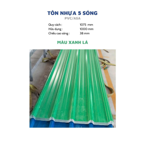Tôn Nhựa 5 Sóng  Tôn Nhựa 5 Sóng